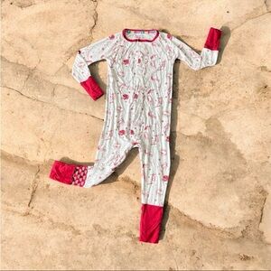 MAGNETIC ME Game Day Football Coverall Romper Pajamas Red/White Boys 18-24